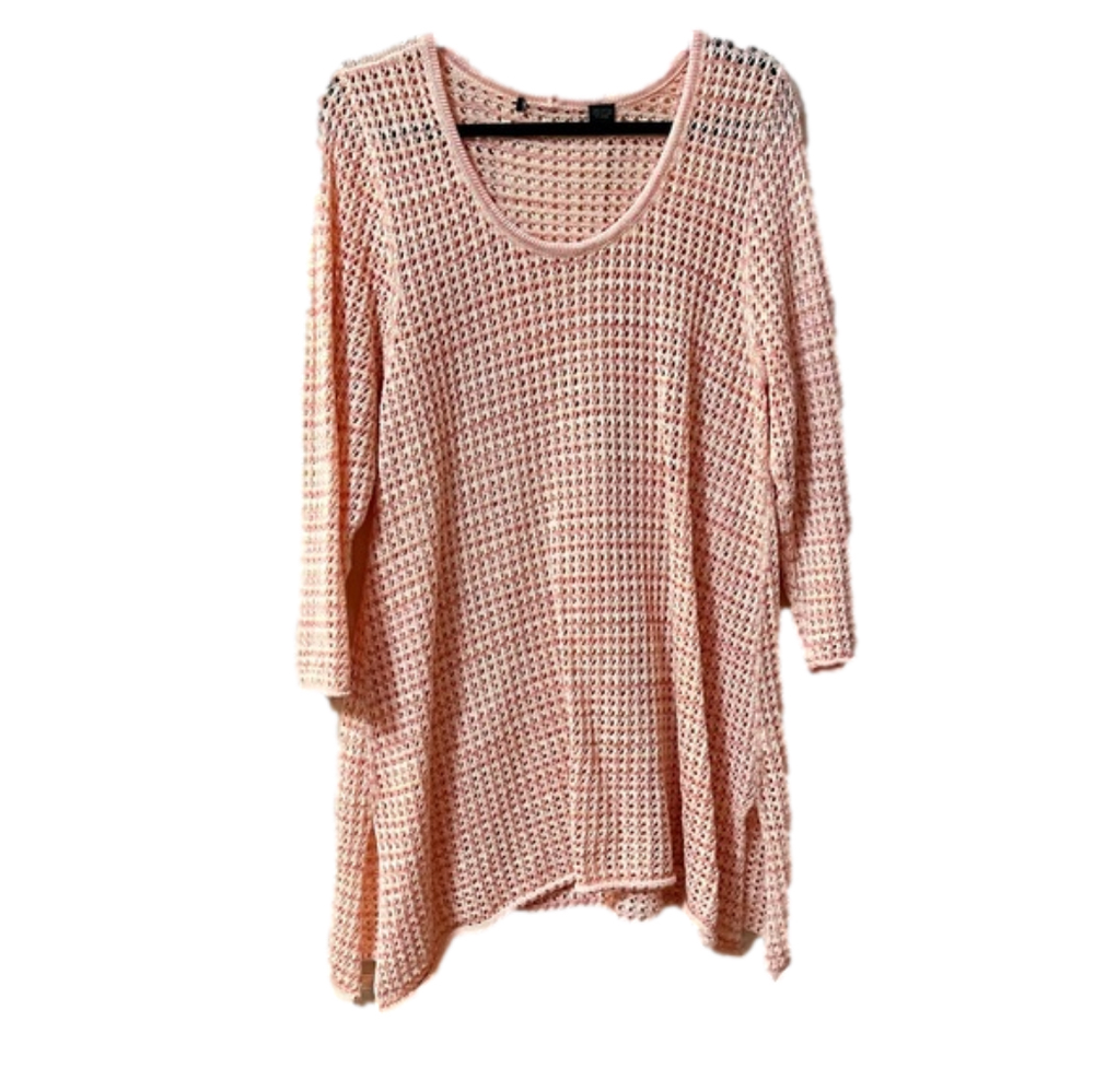 Avenue Open Knit Sweater Coral - Picture 2 of 4